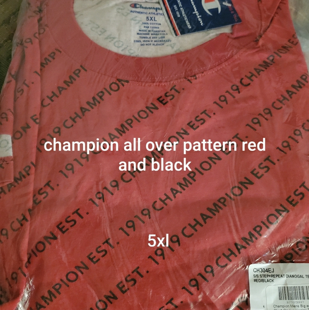 Nwt Champion all over print red and black 5xl